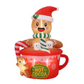 6FT Christmas Gingerbread Man Hot Cocoa Mug Inflatable With LED Lights Blow Up Outdoor Toy For Yard Lawn Garden Party Decor Xmas