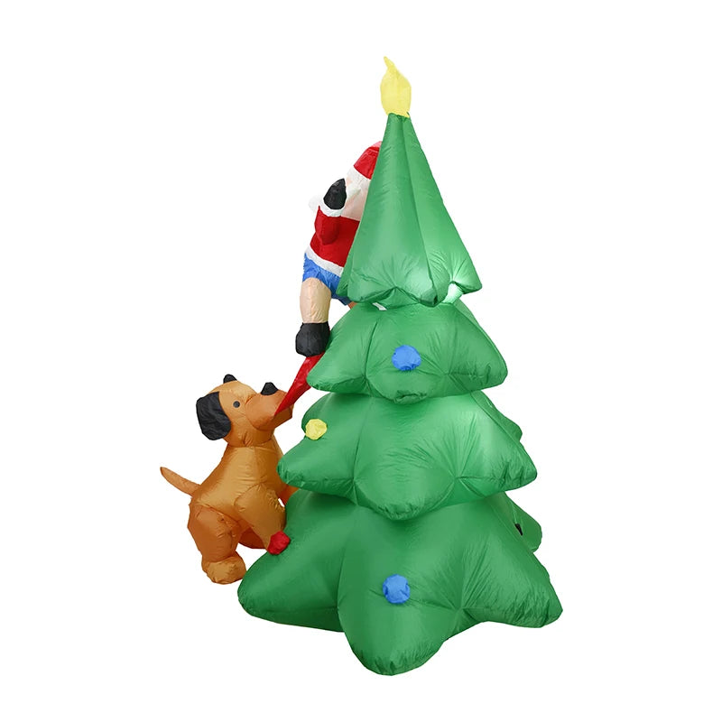 Santa climbing Christmas tree inflatable, back view