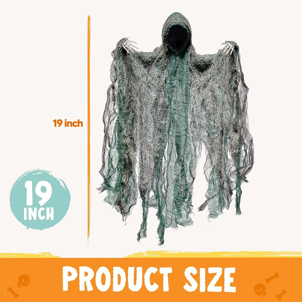 Hanging ghost size chart showing 19 inches tall